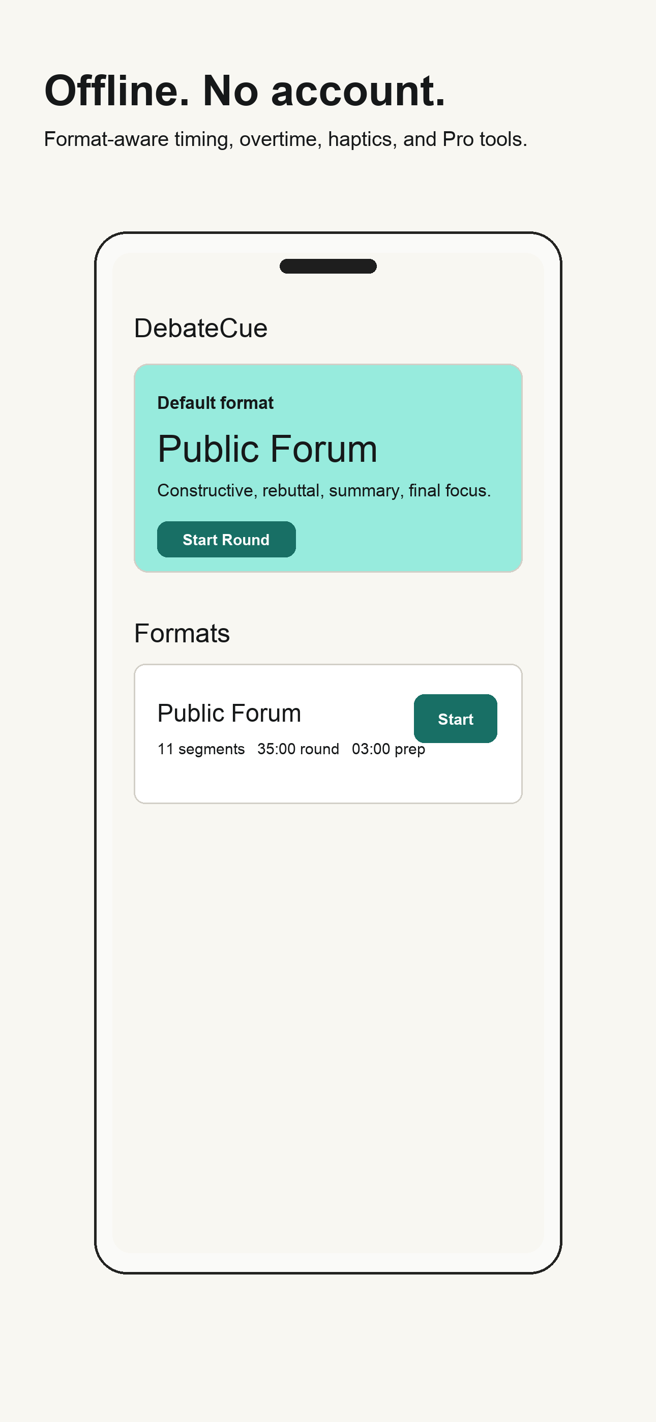 DebateCue home screen screenshot
