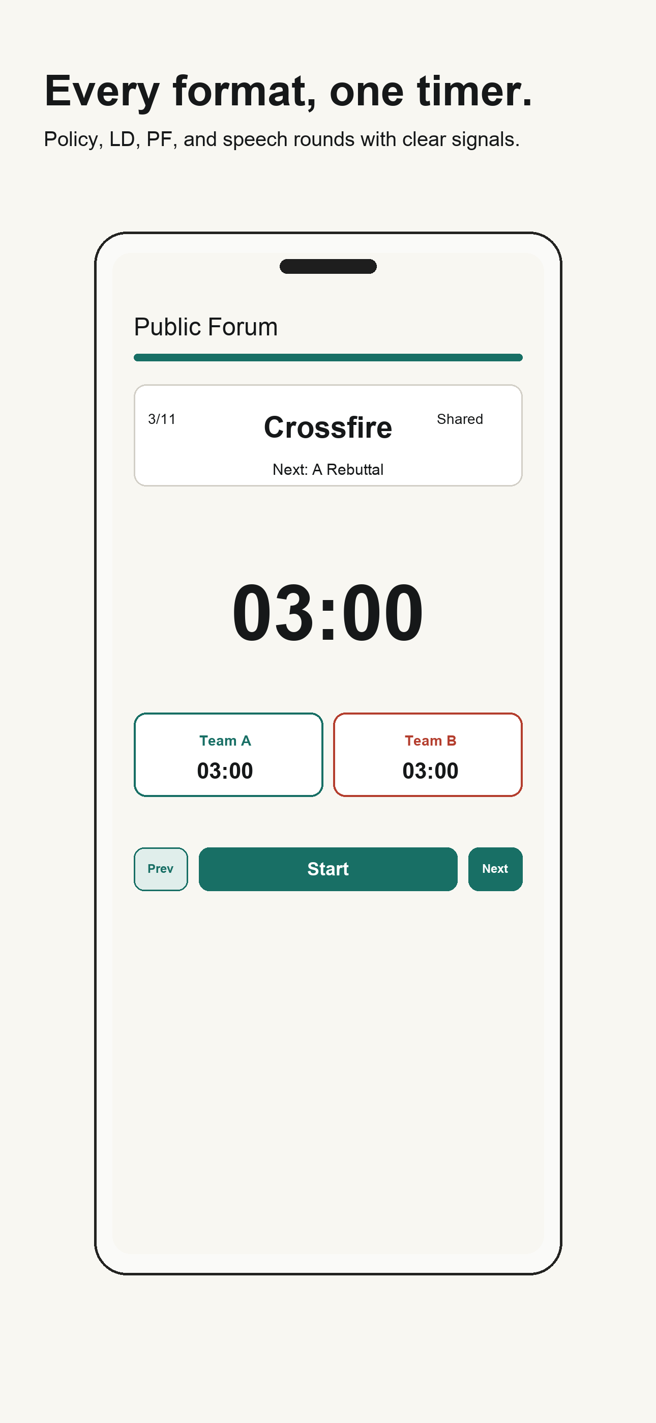 DebateCue round timer screenshot